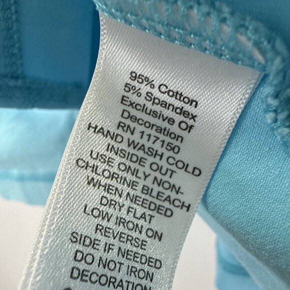 Quacker Factory Women's Top XL Solid Blue Stone Embellished V Neck 3/4 Sleeves - Picture 6 of 9